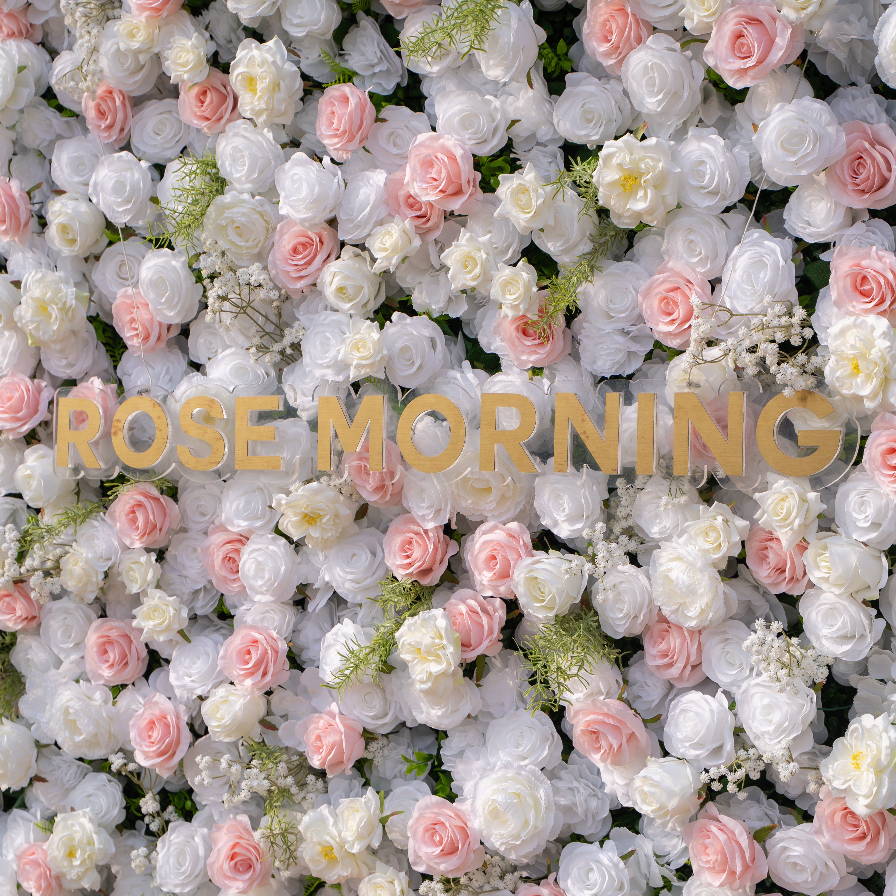 Céline: 3D Elegant White &amp; Blush Pink Silk Rose Flower Wall Roll-Up Fabric Backdrop for Luxury Weddings &amp; Events