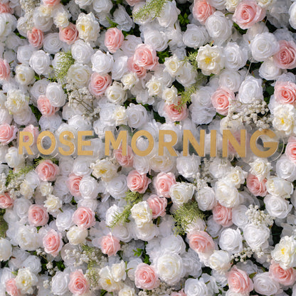 Céline: 3D Elegant White &amp; Blush Pink Silk Rose Flower Wall Roll-Up Fabric Backdrop for Luxury Weddings &amp; Events