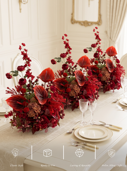 Lunelle：Berry &amp; Burgundy Artificial Rose Arrangements, Wedding Aisle &amp; Table Decor Realistic Silk Flowers with Stable Base,Reusable,Ideal for Indoor Outdoor Ceremonies,Parties &amp; Table Centerpieces