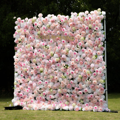 Chelsea：5D Fabric Artificial rolling up curtain flower wall Rose Morning
