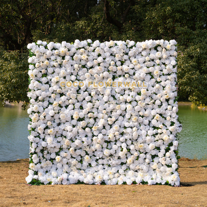 Coco: Fabric Artificial rolling up curtain flower wall 8ftx8ft for weddings and events decoration（Only USA）