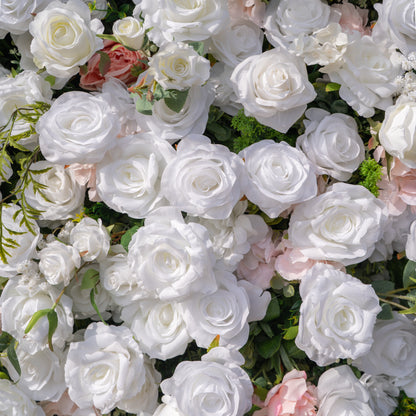 Colette: 5D Ivory &amp; Peach Silk Floral Wall Roll-Up Fabric Backdrop for Dreamy Bridal Showers &amp; Weddings