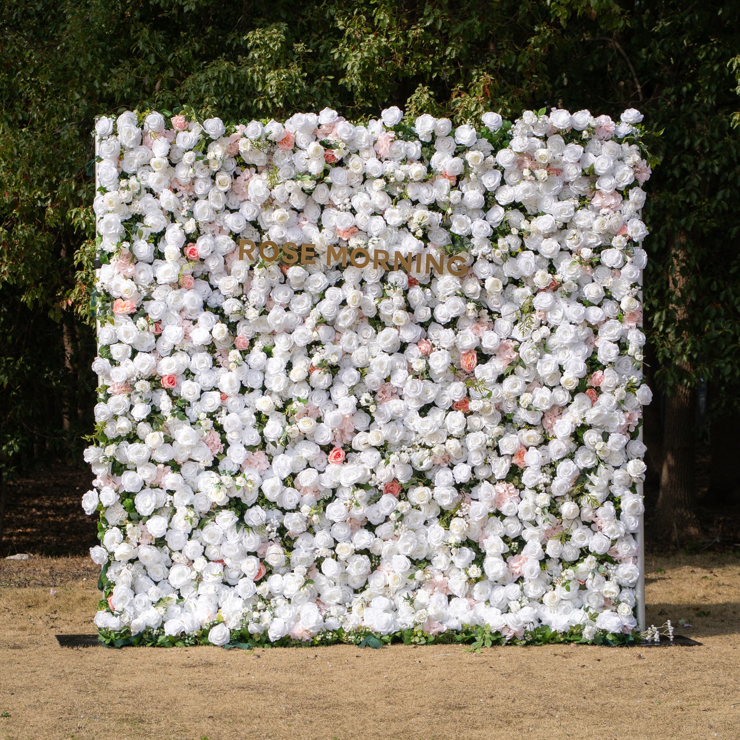 Colette: 5D Ivory &amp; Peach Silk Floral Wall Roll-Up Fabric Backdrop for Dreamy Bridal Showers &amp; Weddings