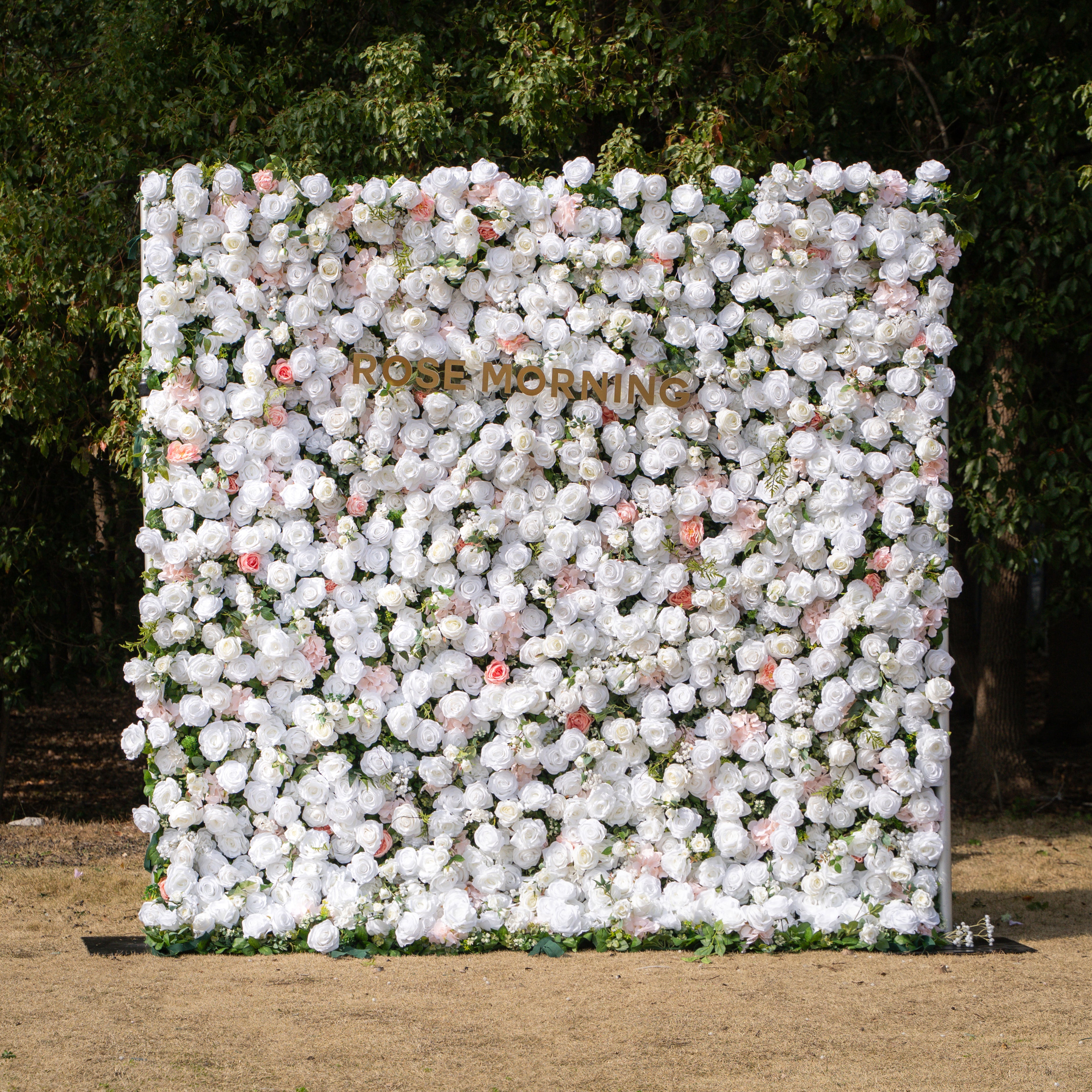 Colette: 5D Ivory &amp; Peach Silk Floral Wall Roll-Up Fabric Backdrop for Dreamy Bridal Showers &amp; Weddings