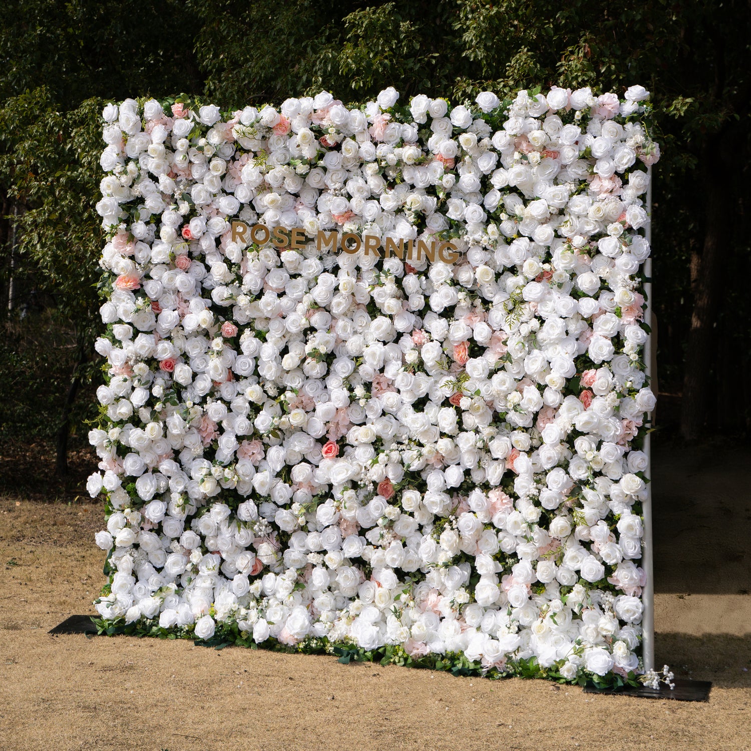 Colette: 5D Ivory &amp; Peach Silk Floral Wall Roll-Up Fabric Backdrop for Dreamy Bridal Showers &amp; Weddings