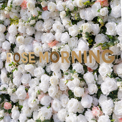 Colette: 5D Ivory &amp; Peach Silk Floral Wall Roll-Up Fabric Backdrop for Dreamy Bridal Showers &amp; Weddings