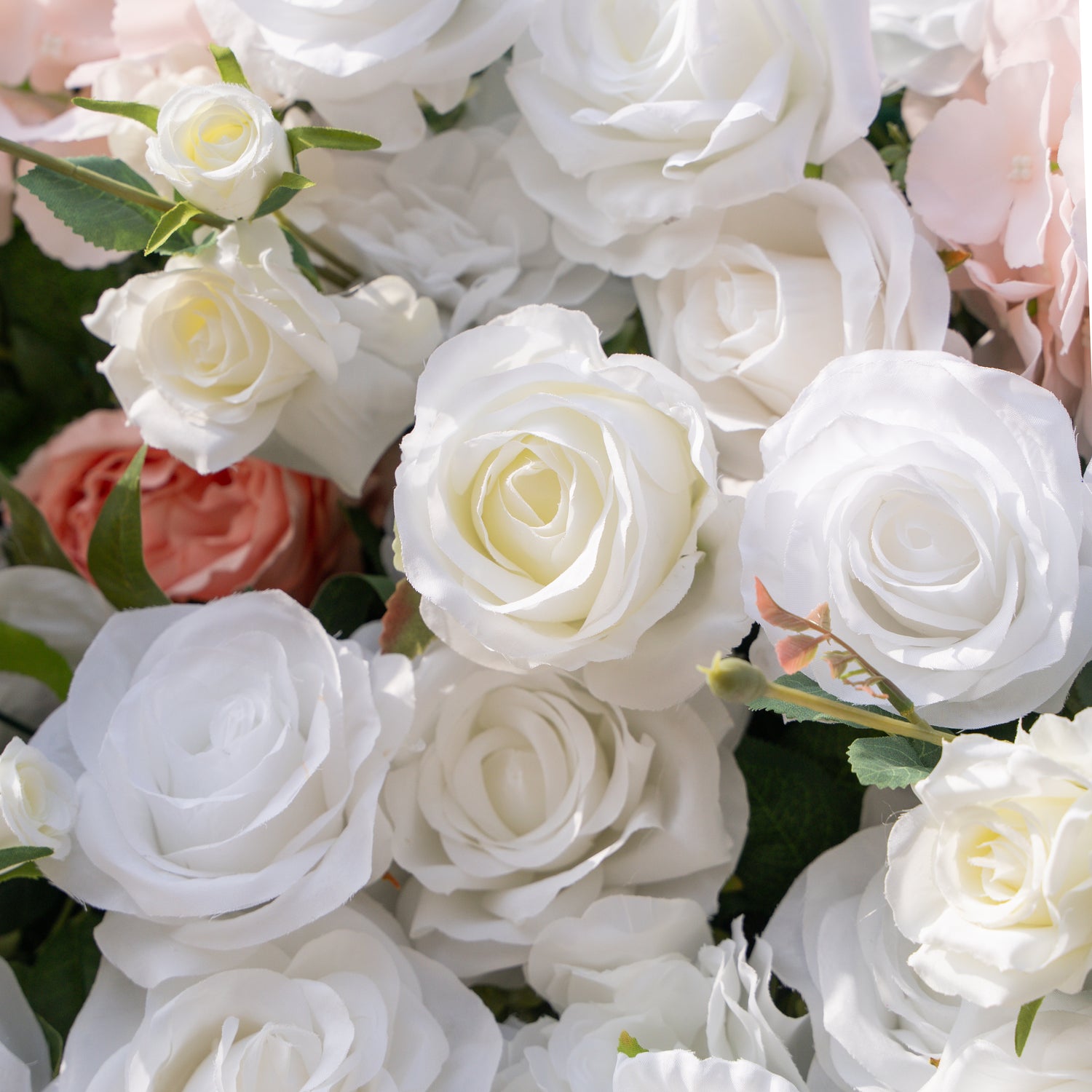 Colette: 5D Ivory &amp; Peach Silk Floral Wall Roll-Up Fabric Backdrop for Dreamy Bridal Showers &amp; Weddings