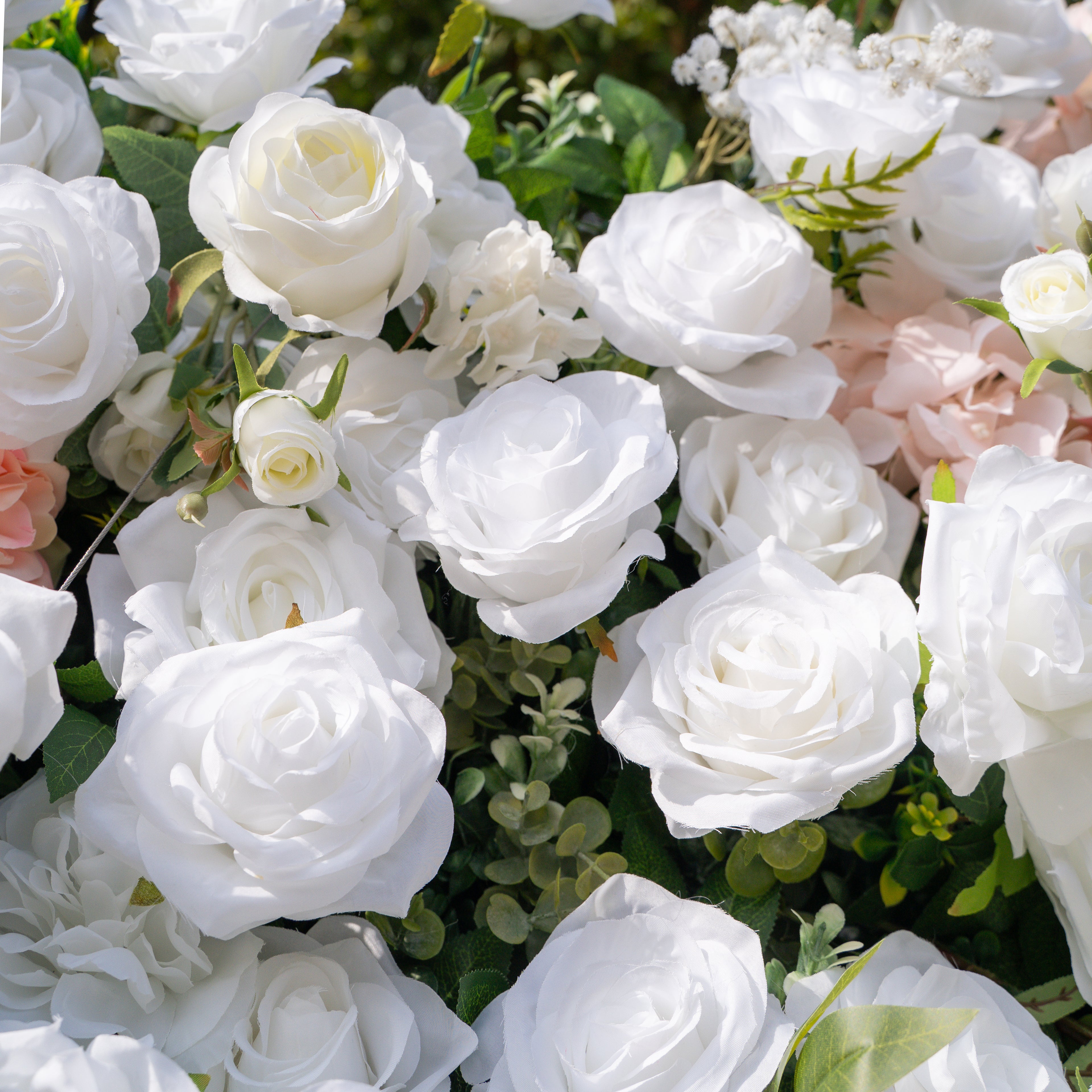 Colette: 5D Ivory &amp; Peach Silk Floral Wall Roll-Up Fabric Backdrop for Dreamy Bridal Showers &amp; Weddings