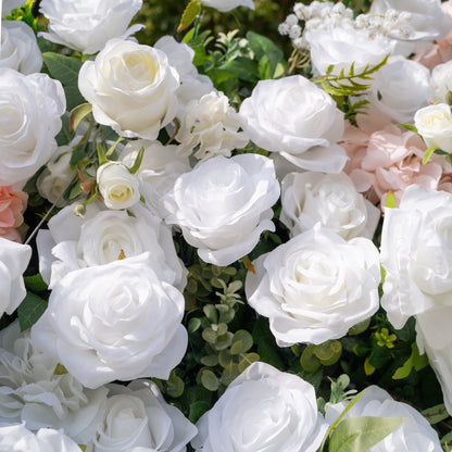 Colette: 5D Ivory &amp; Peach Silk Floral Wall Roll-Up Fabric Backdrop for Dreamy Bridal Showers &amp; Weddings