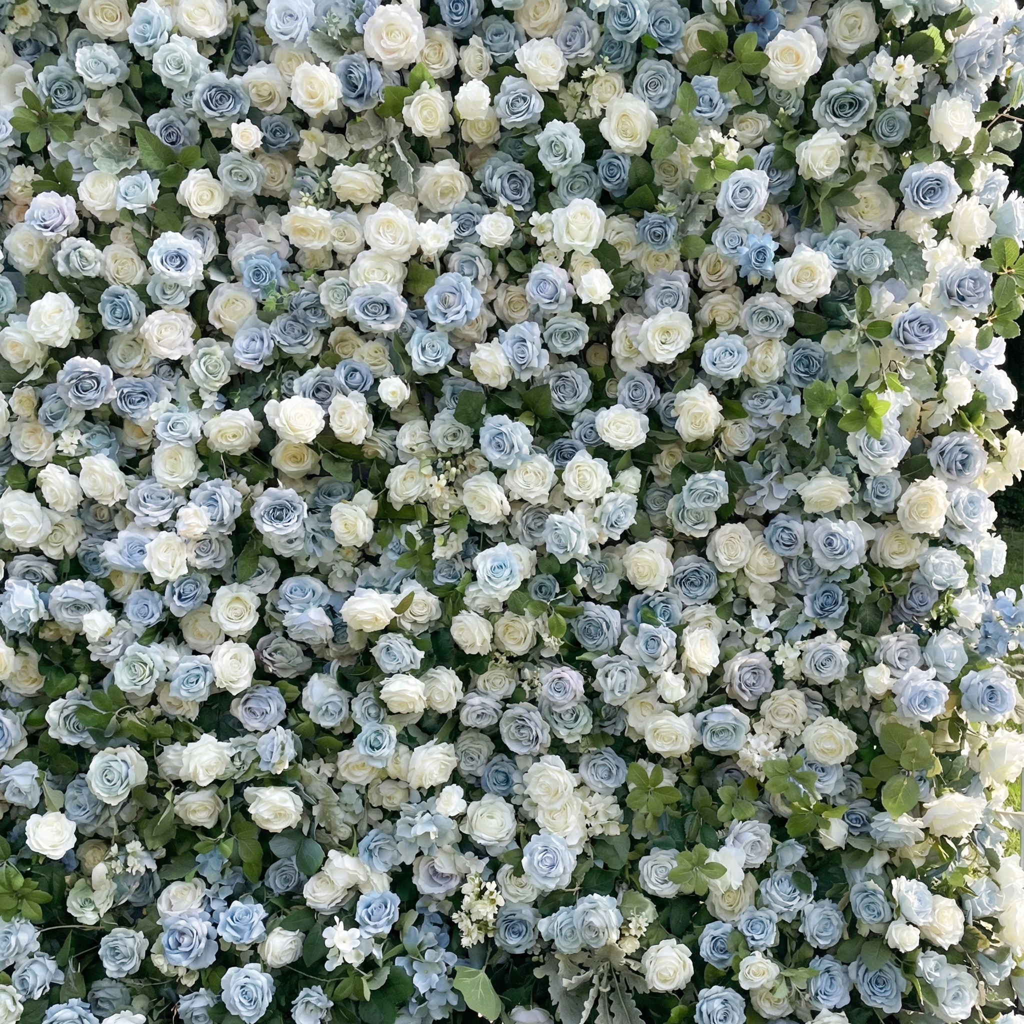 Corin: Luxury 5D Serene Blue &amp; Cream Silk Floral Wall Roll-Up Fabric Backdrop for Seaside Weddings &amp; Events