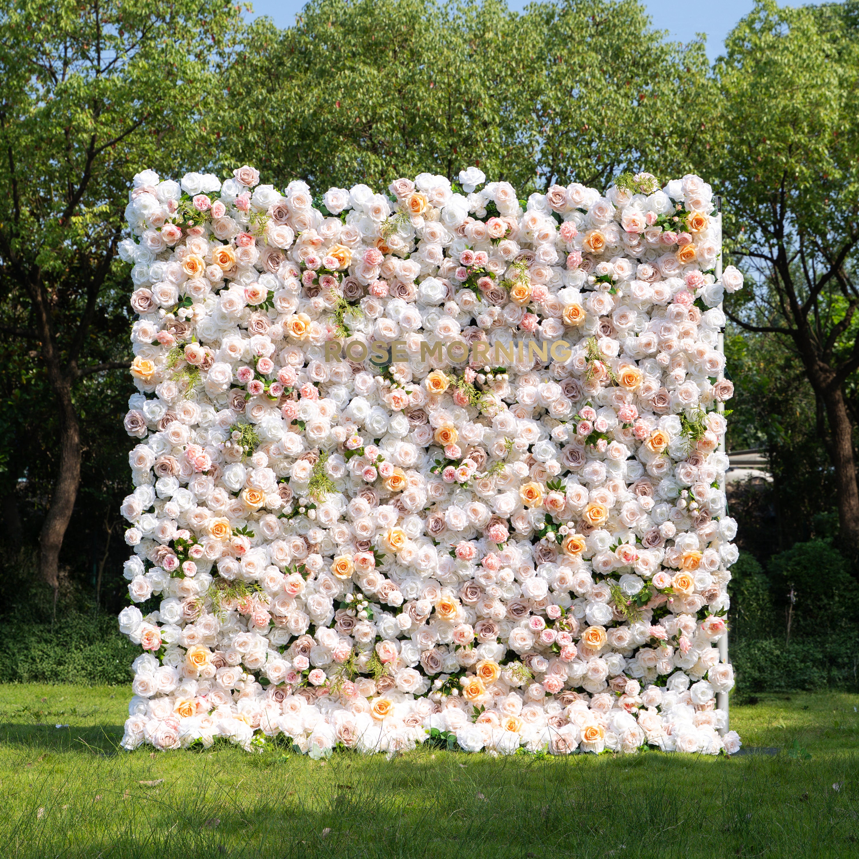 Corissa：5D Fabric Artificial zip up curtain flower wall 8ft*8ft