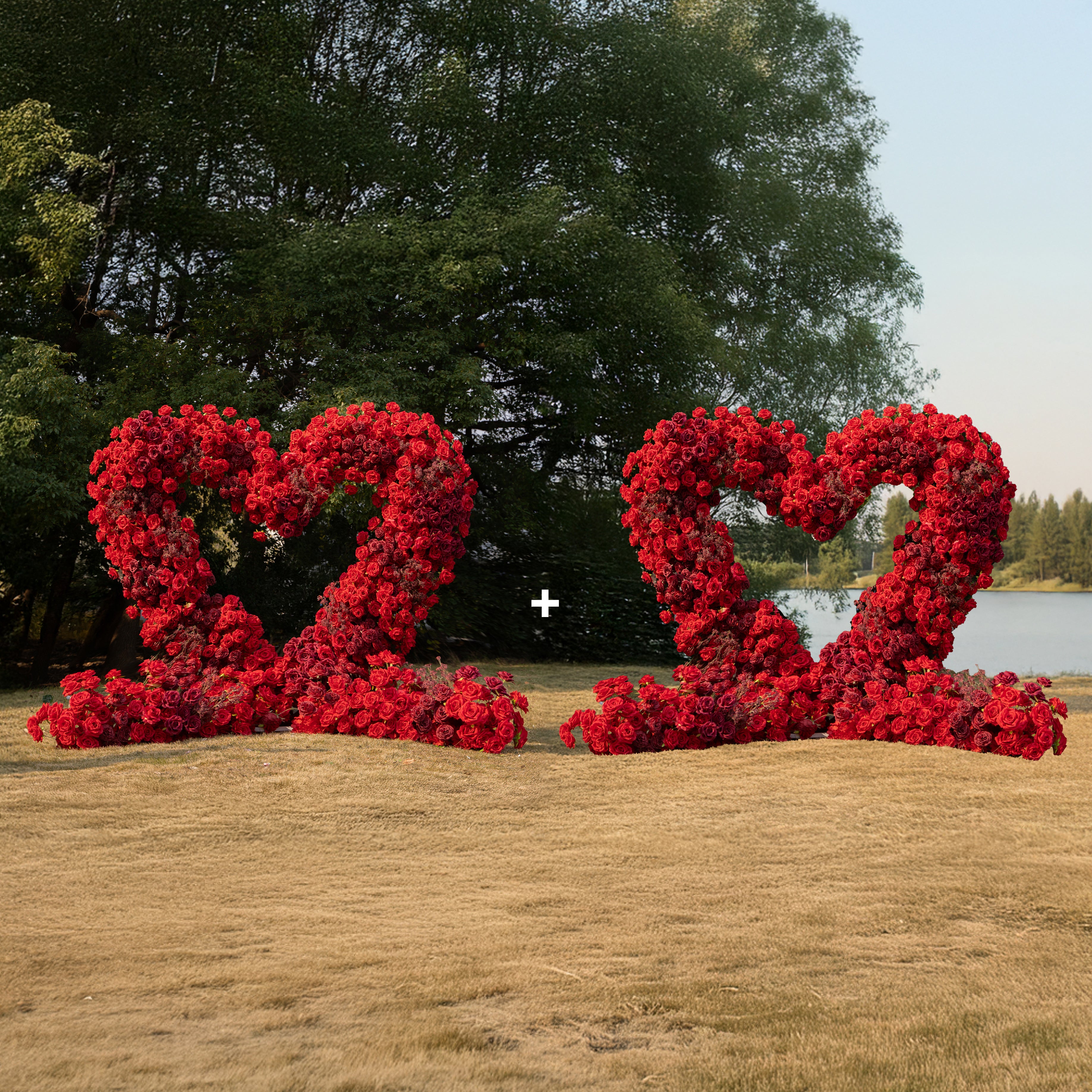 Heart Arch Combo Deal 01: Wedding Party Floral Arch Decoration with Frame Included – Buy a Red Heart 2025 Arch and Get a Red Heart 2025 Arch Free