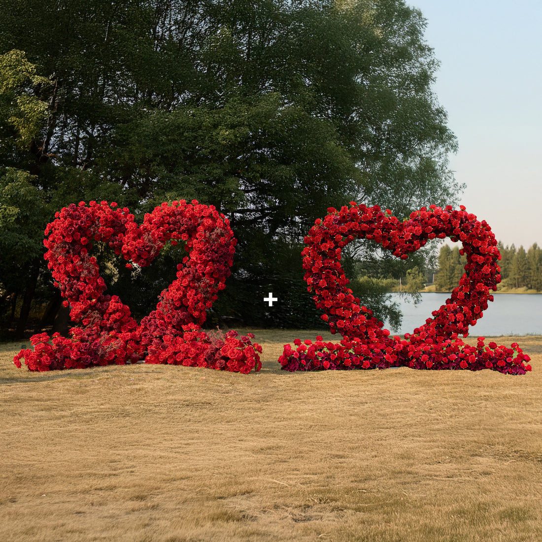 Heart Arch Combo Deal 03: Wedding Party Floral Arch Decoration with Frame Included – Buy a Red Heart 2025 Arch and Get a Red Heart 2023 Arch Free