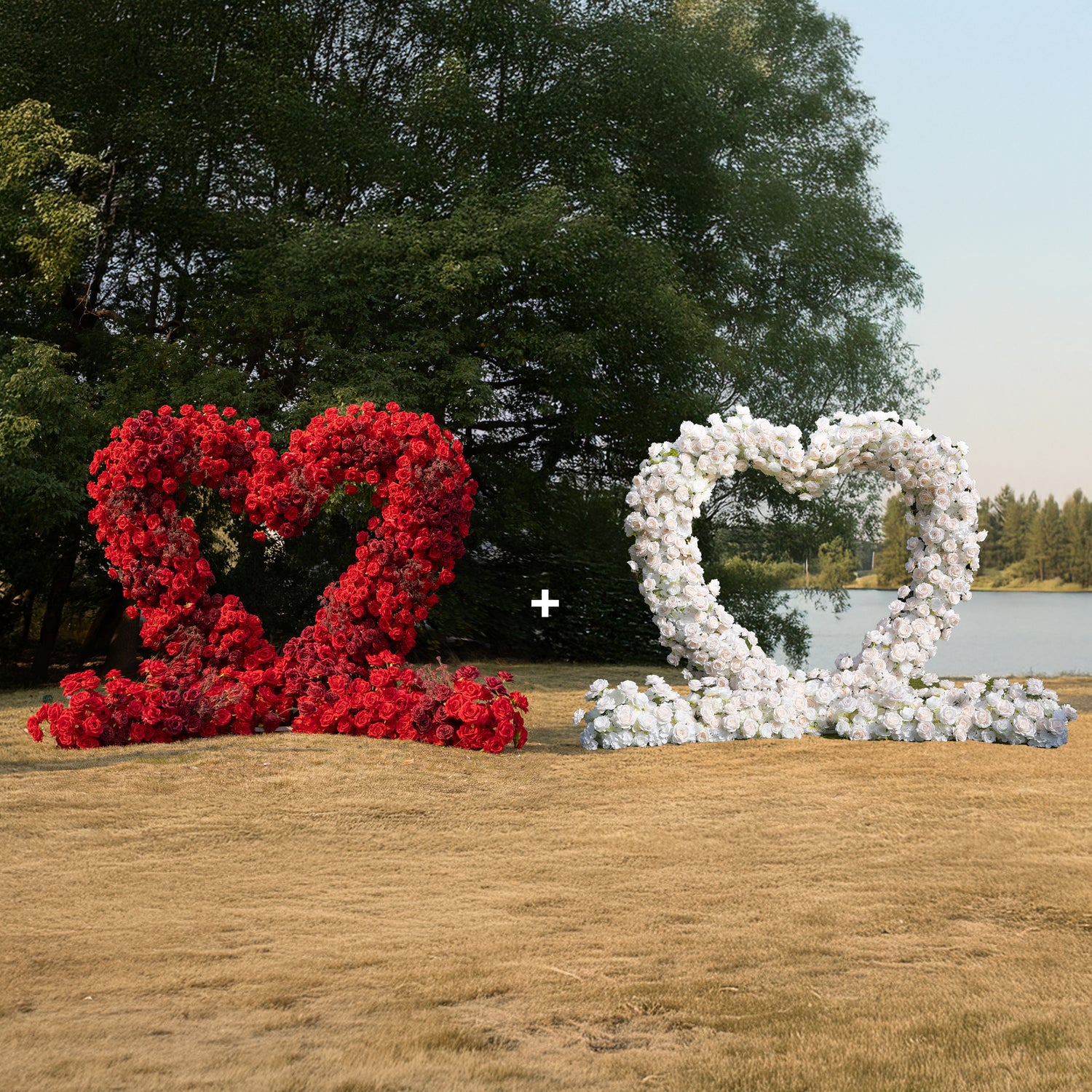 Heart Arch Combo Deal 04: Wedding Party Floral Arch Decoration with Frame Included – Buy a Red Heart 2025 Arch and Get a Heart 2023 Arch Free