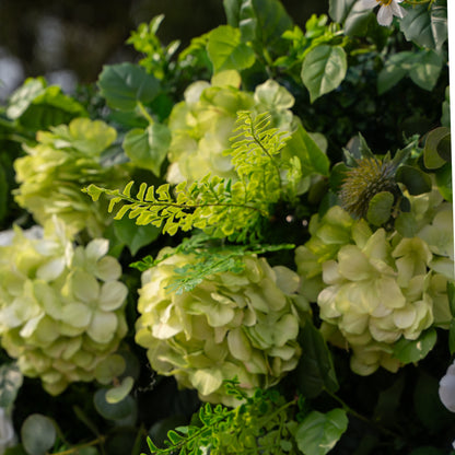 Cressida: 3D Elegant White Silk Rose &amp; Greenery Foliage Wall Roll-Up Fabric Backdrop for Luxury Weddings, Parties &amp; Botanical Decor