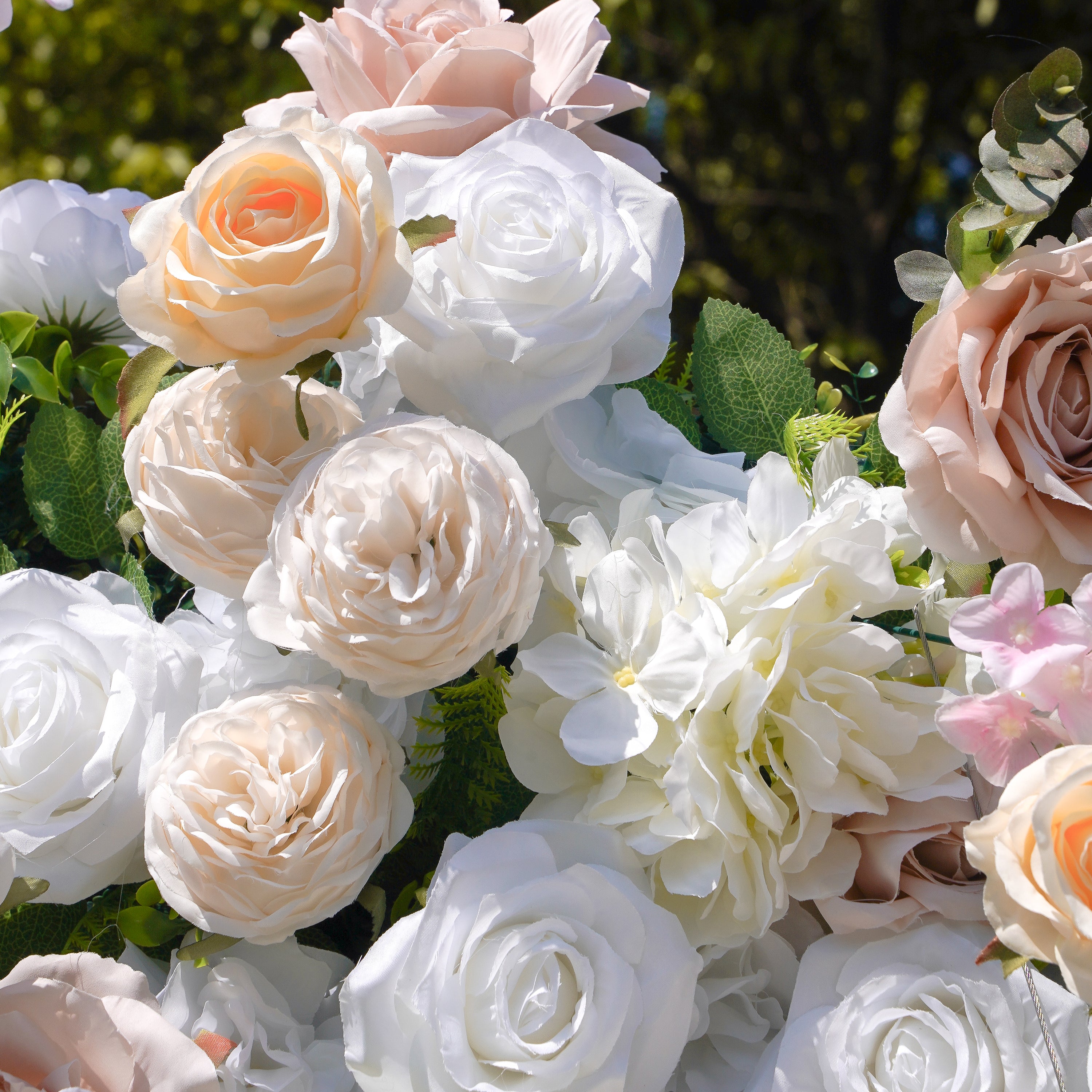 Elain：5D Fabric Artificial rolling up curtain flower wall Rose Morning