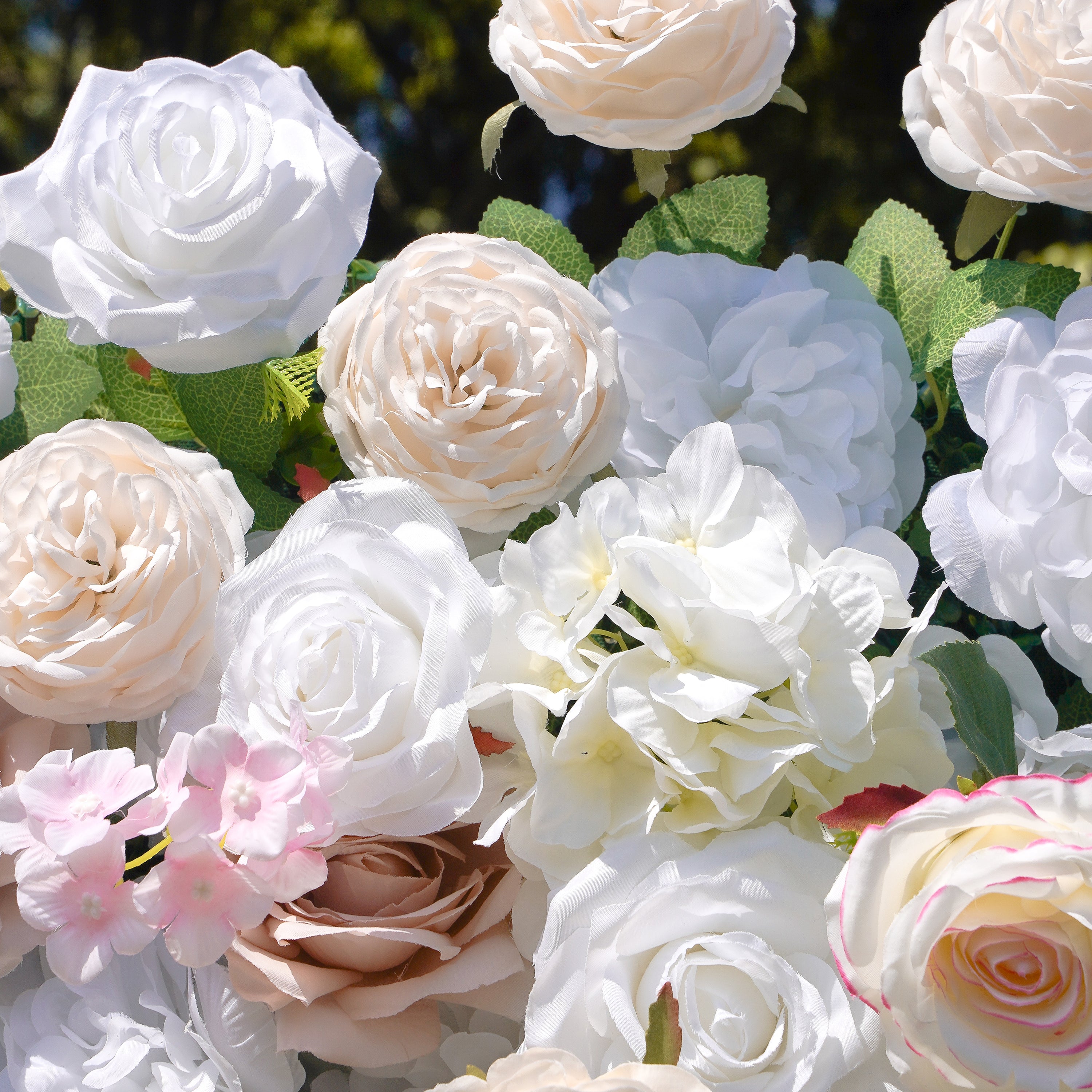 Elain：5D Fabric Artificial rolling up curtain flower wall Rose Morning