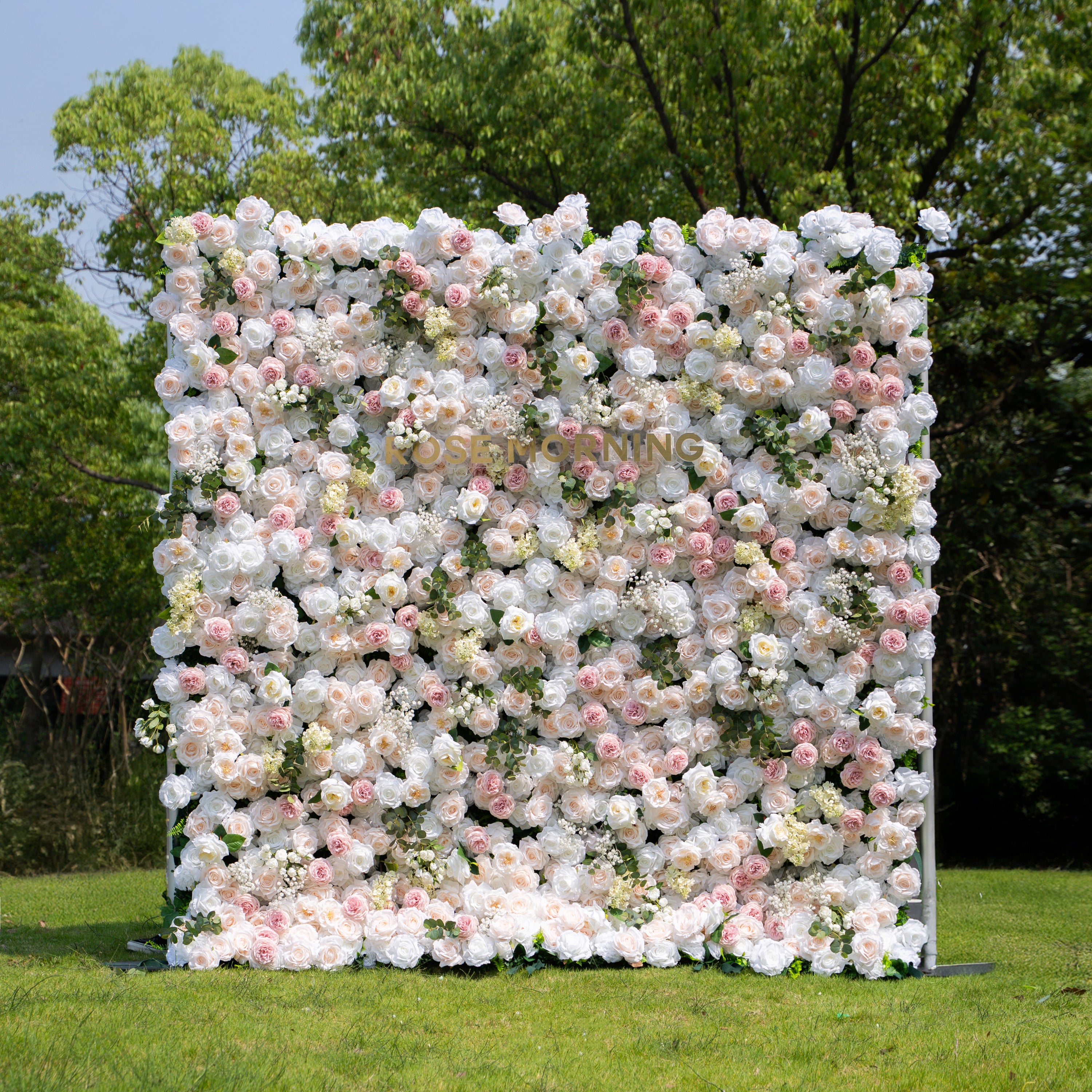 Elia：5D Fabric Artificial zip up curtain flower wall 8ft*8ft