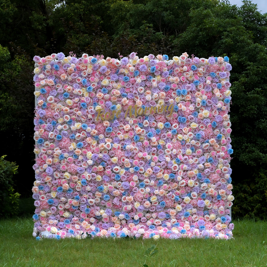 Elise:3D Fabric Artificial Flower Wall Rolling Up Curtain Flower Wall 8ft*8ft -R055 Rose Morning