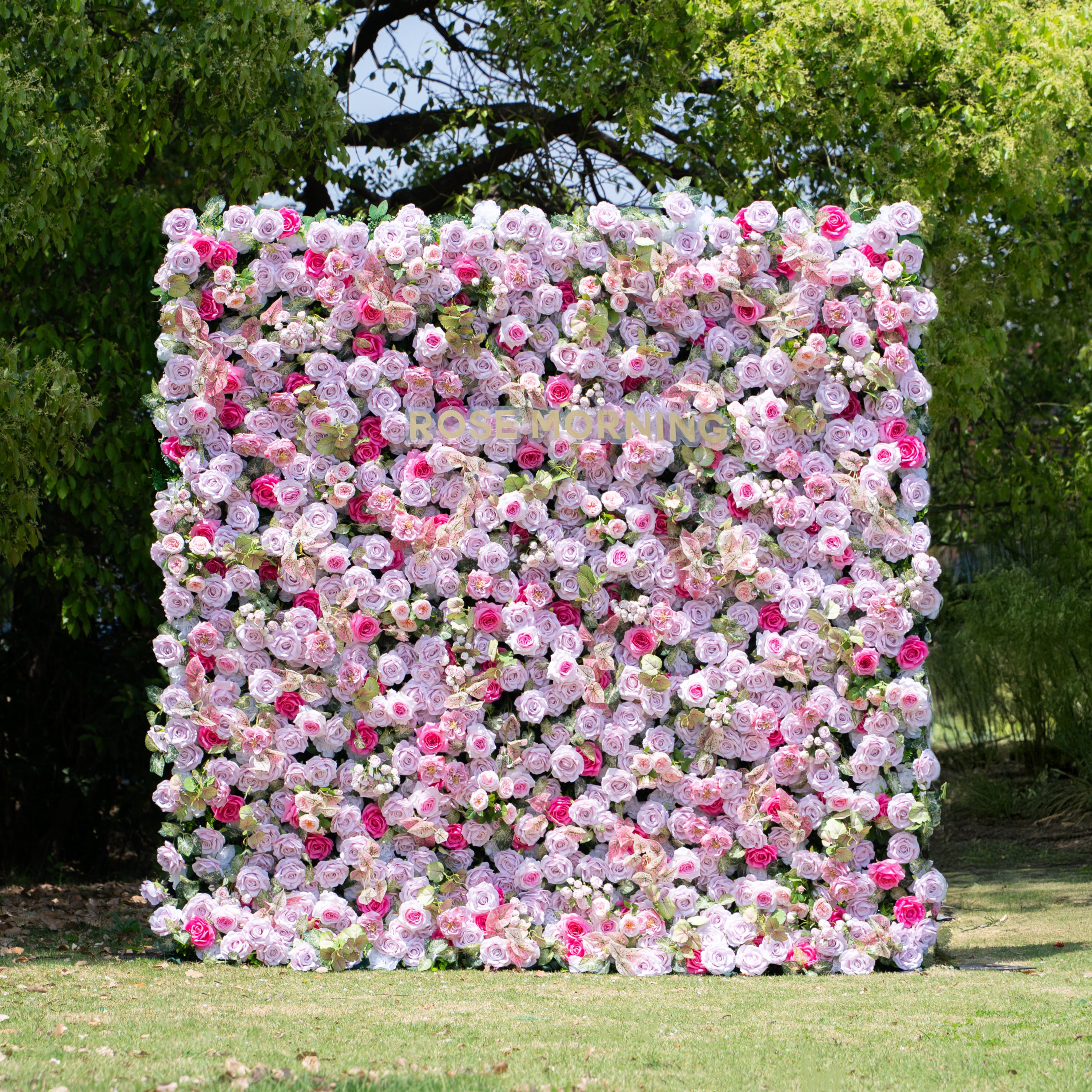 Eugenia：5D Fabric Artificial zip up curtain flower wall 8ft*8ft