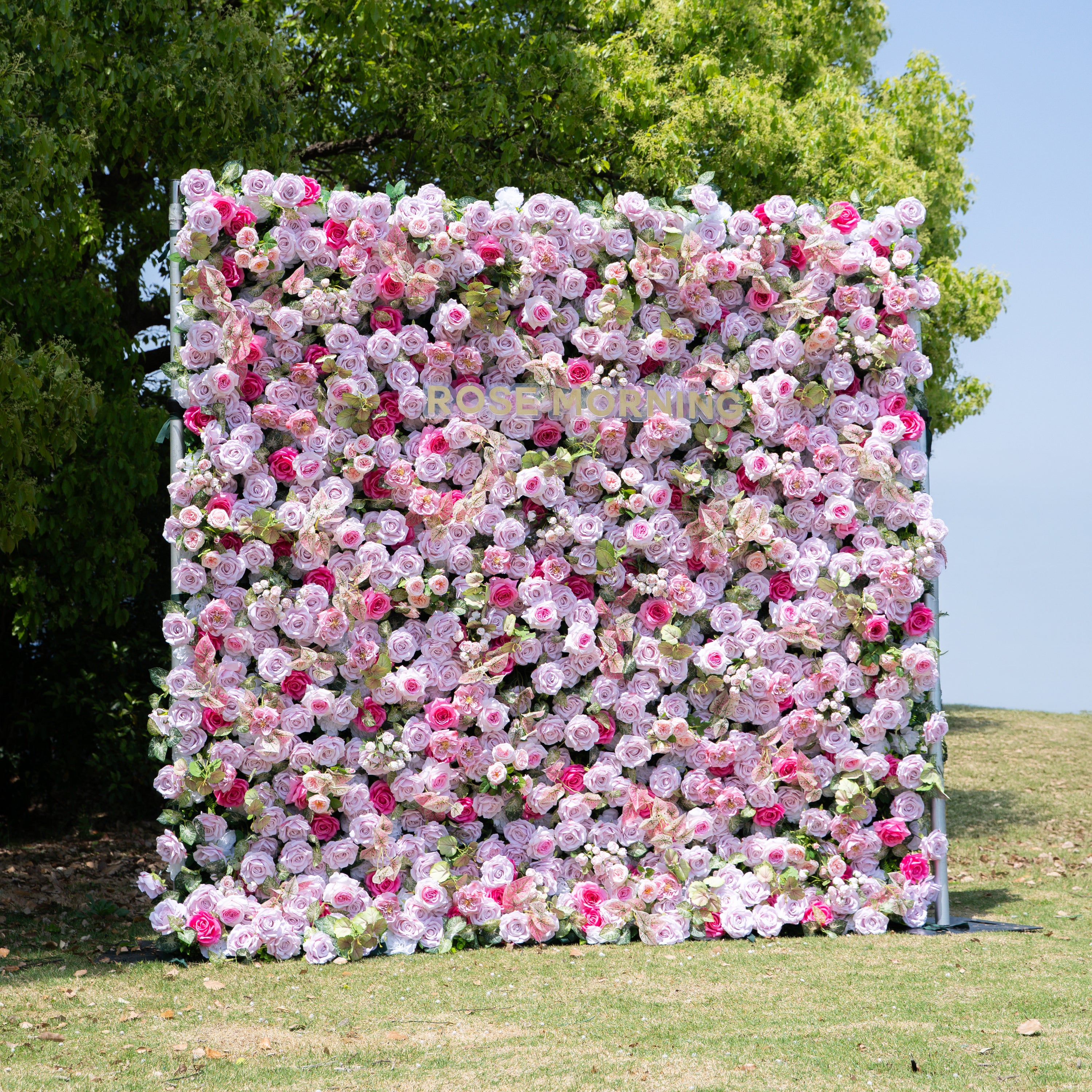 Eugenia：5D Fabric Artificial zip up curtain flower wall 8ft*8ft