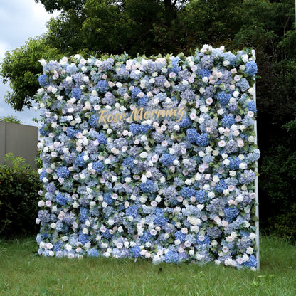 Everly:  5D Fabric Artificial Flower Wall Rolling Up Curtain Flower Wall R015 - 8ft*8ft Rose Morning
