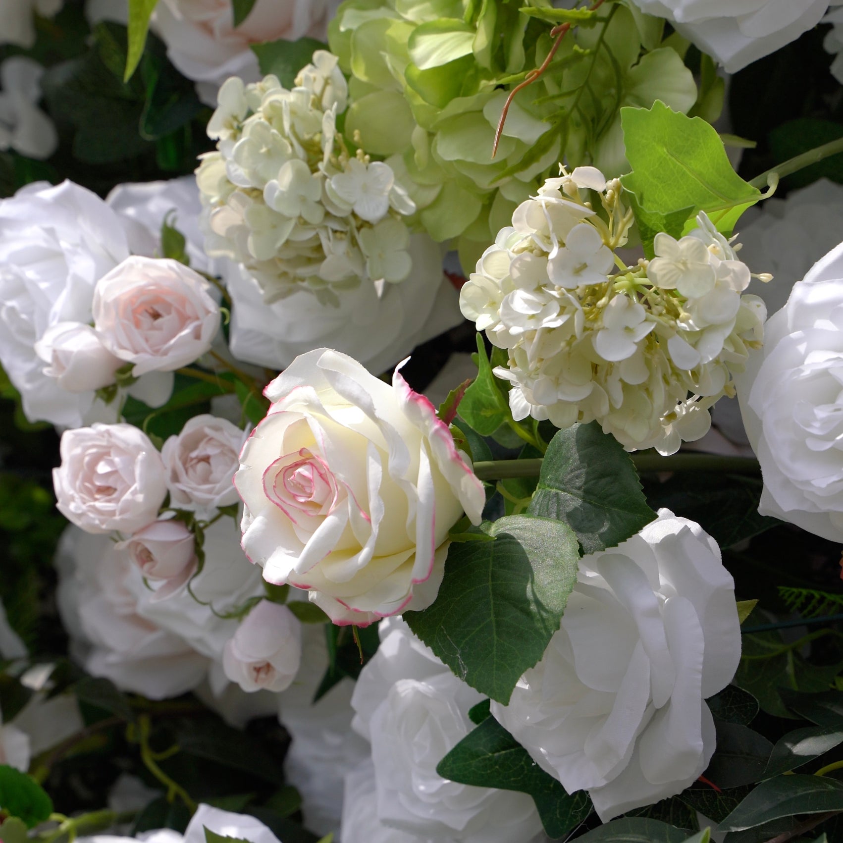Evie：5D Fabric Artificial rolling up curtain flower wall Rose Morning