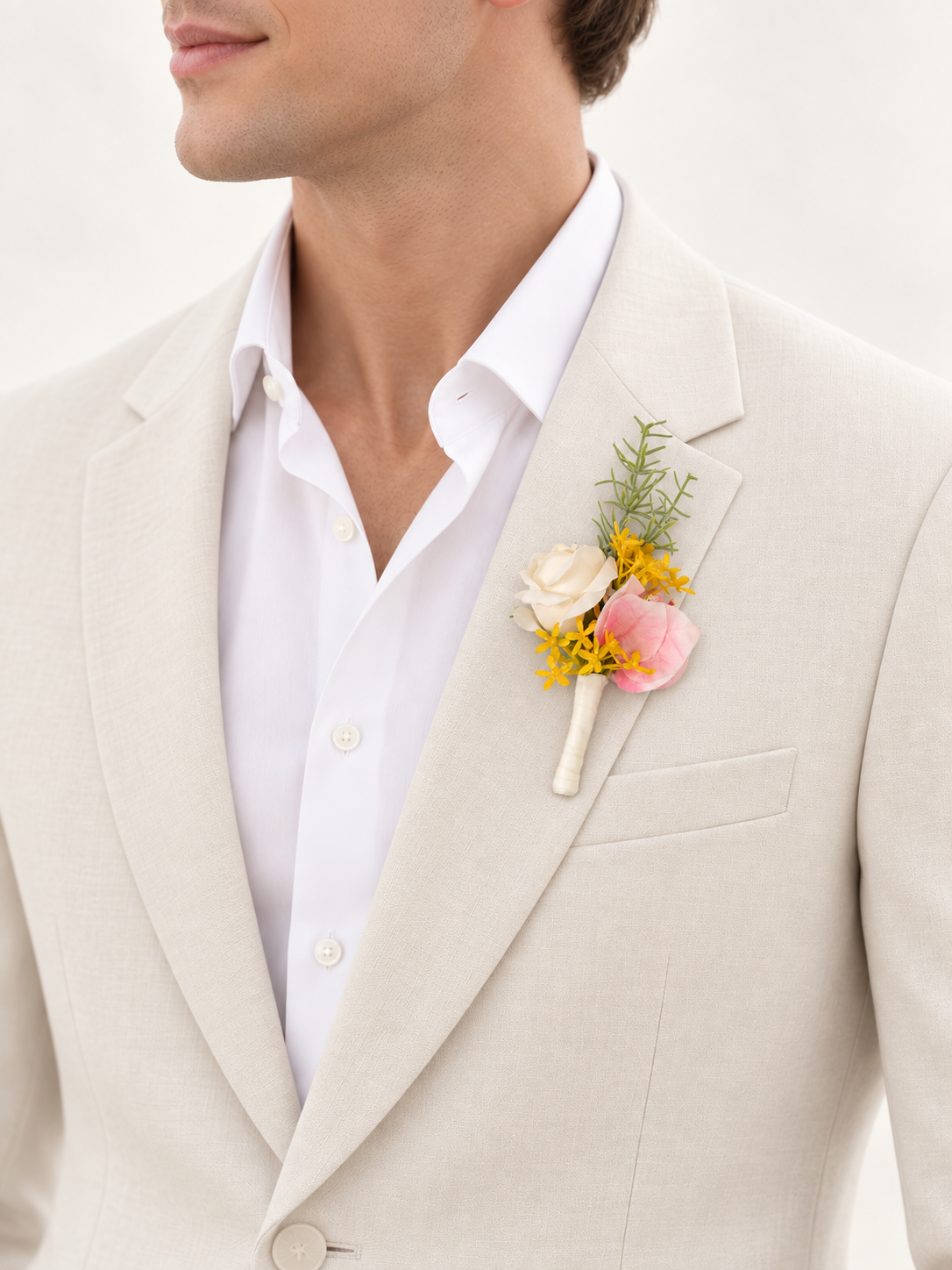 Delicate Spray Roses &amp; Greenery Groomsmen&