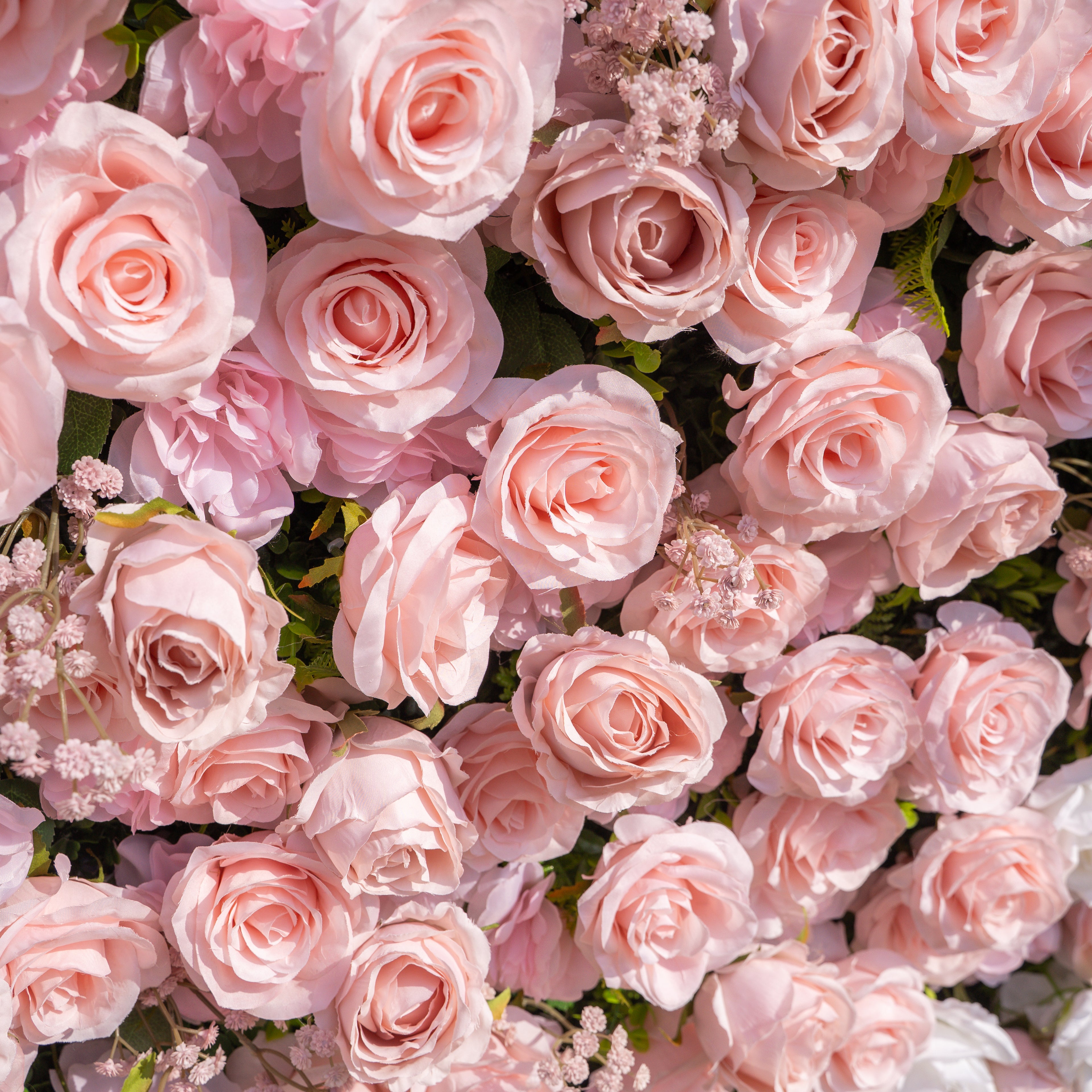 Fiora：3D Dream Pink &amp; Blue Pastel Silk Roll-up Curtain Floral Wall for Gender Reveal &amp; Birthday Events Decor