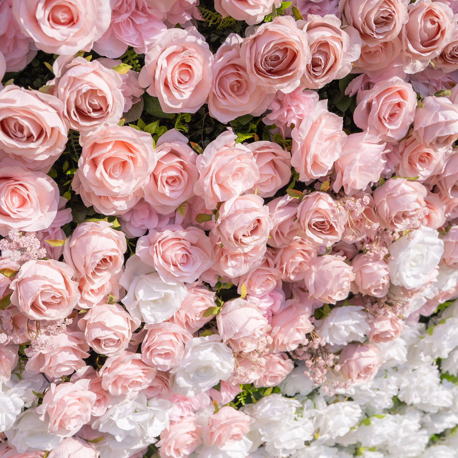 Fiora：3D Dream Pink &amp; Blue Pastel Silk Roll-up Curtain Floral Wall for Gender Reveal &amp; Birthday Events Decor