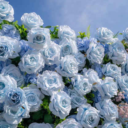 Fiora：3D Dream Pink &amp; Blue Pastel Silk Roll-up Curtain Floral Wall for Gender Reveal &amp; Birthday Events Decor