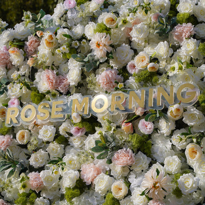 Fiorella：5D Fabric Artificial rolling up curtain flower wall Rose Morning