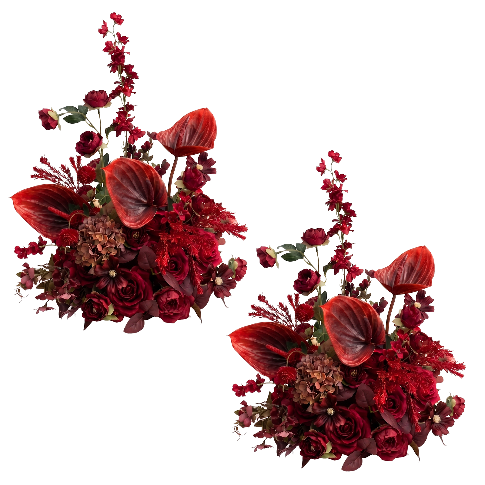 Lunelle：Berry &amp; Burgundy Artificial Rose Arrangements, Wedding Aisle &amp; Table Decor Realistic Silk Flowers with Stable Base,Reusable,Ideal for Indoor Outdoor Ceremonies,Parties &amp; Table Centerpieces