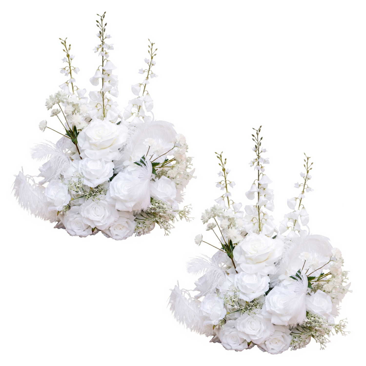 Florielle：White Artificial Rose Arrangements, Wedding Aisle &amp; Table Decor Realistic Silk Flowers with Stable Base,Reusable,Ideal for Indoor Outdoor Ceremonies,Parties &amp; Table Centerpieces