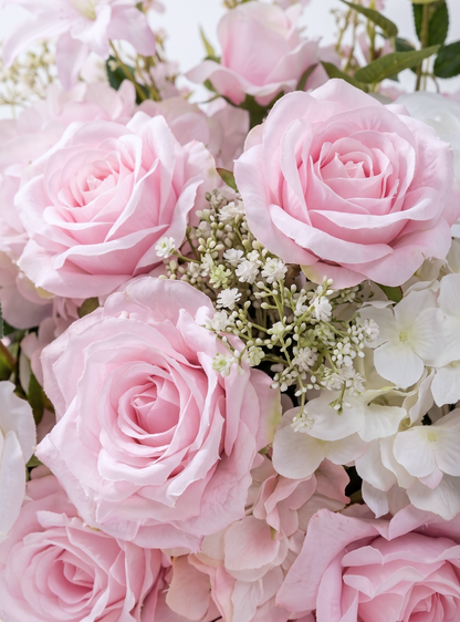 Veloura：Pink Artificial Rose Arrangements, Wedding Aisle &amp; Table Decor Realistic Silk Flowers with Stable Base,Reusable,Ideal for Indoor Outdoor Ceremonies,Parties &amp; Table Centerpieces