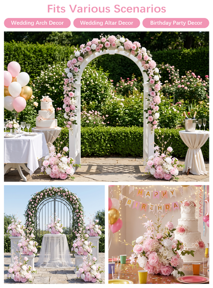 Veloura：Pink Artificial Rose Arrangements, Wedding Aisle &amp; Table Decor Realistic Silk Flowers with Stable Base,Reusable,Ideal for Indoor Outdoor Ceremonies,Parties &amp; Table Centerpieces