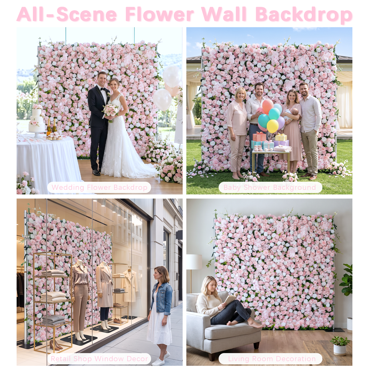 Blush: 3D Blush Rose Silk Flower Wall Curtain for Wedding Ceremony &amp; Events Decor (In US Stock 5-7 Days) (Copy)