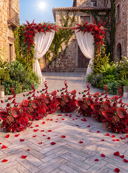 Lunelle：Berry &amp; Burgundy Artificial Rose Arrangements, Wedding Aisle &amp; Table Decor Realistic Silk Flowers with Stable Base,Reusable,Ideal for Indoor Outdoor Ceremonies,Parties &amp; Table Centerpieces