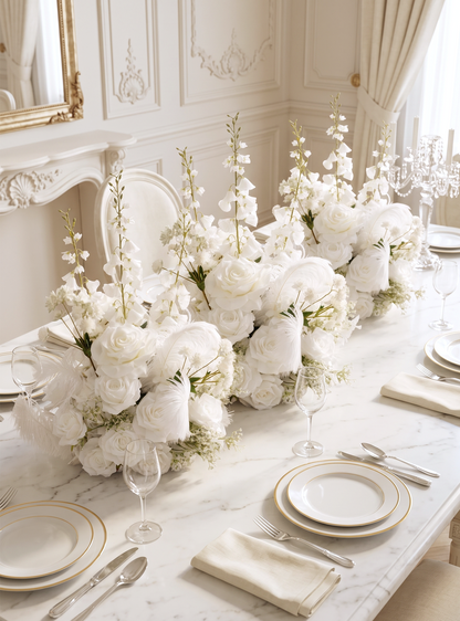 Florielle：White Artificial Rose Arrangements, Wedding Aisle &amp; Table Decor Realistic Silk Flowers with Stable Base,Reusable,Ideal for Indoor Outdoor Ceremonies,Parties &amp; Table Centerpieces