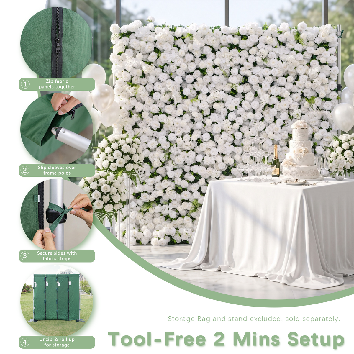 Ethereal: 3D Blush Rose Silk Flower Wall Curtain for Wedding Ceremony &amp; Events Decor (In US Stock 5-7 Days) (Copy) (Copy)