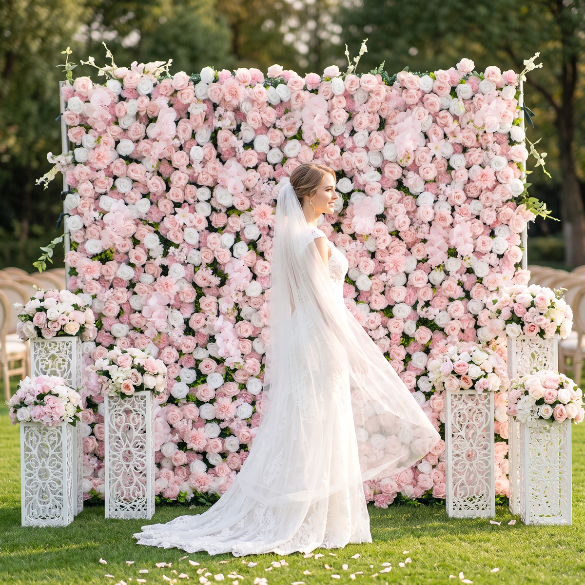 Blush: 3D Blush Rose Silk Flower Wall Curtain for Wedding Ceremony &amp; Events Decor (In US Stock 5-7 Days) (Copy)