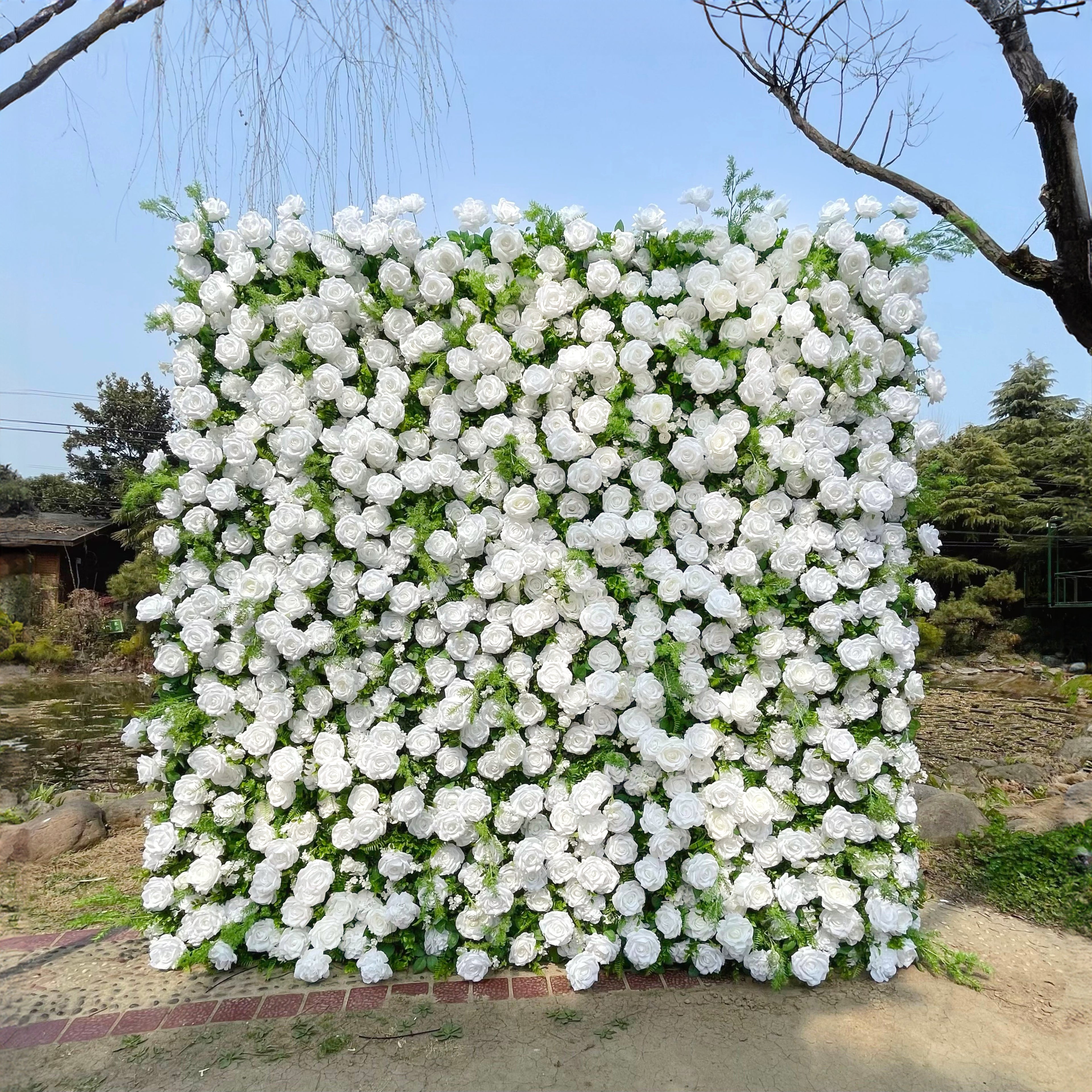 Forest：5D Fabric Artificial rolling up curtain flower wall Rose Morning