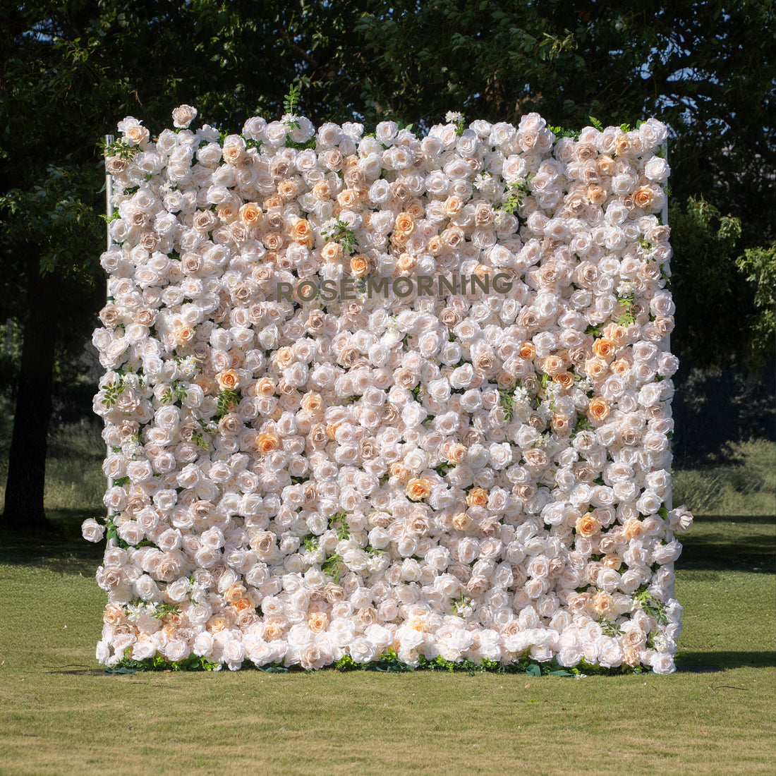 Frangipani：5D Fabric Artificial rolling up curtain flower wall