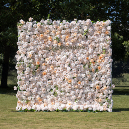 Frangipani：5D Fabric Artificial rolling up curtain flower wall