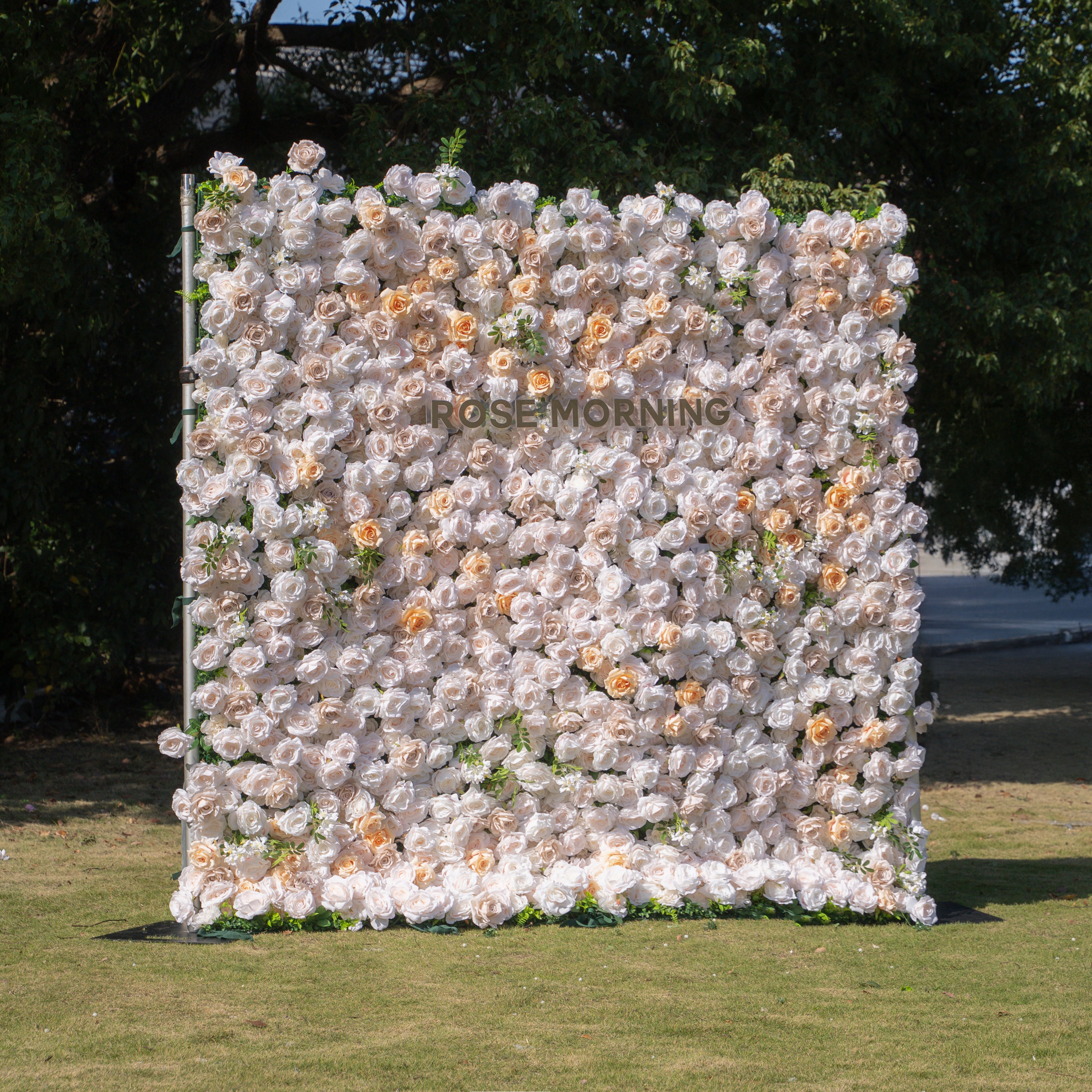 Frangipani：5D Fabric Artificial rolling up curtain flower wall