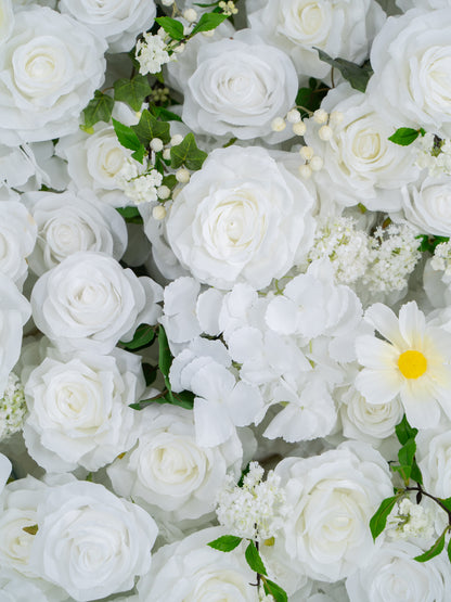 Galia white roses and daisy accents, close-up