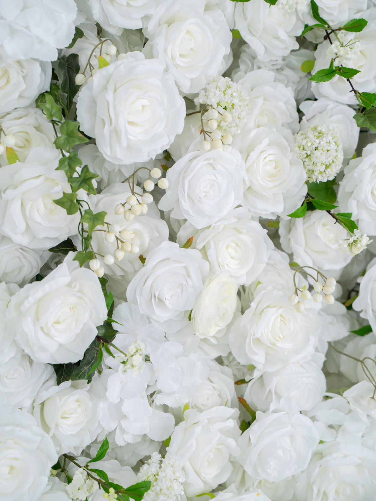 Galia layered white flowers with greenery, detail