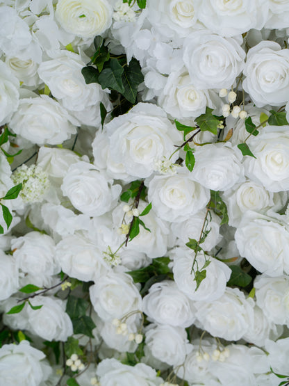 Galia trailing greenery and white roses, detail