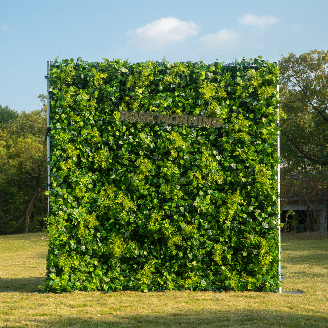 CP Greenery with White Flowers and Stand: One Fabric Backdrop Artificial rolling up flower wall+ extra Loose Flowers+ 1 Flower Wall Stand