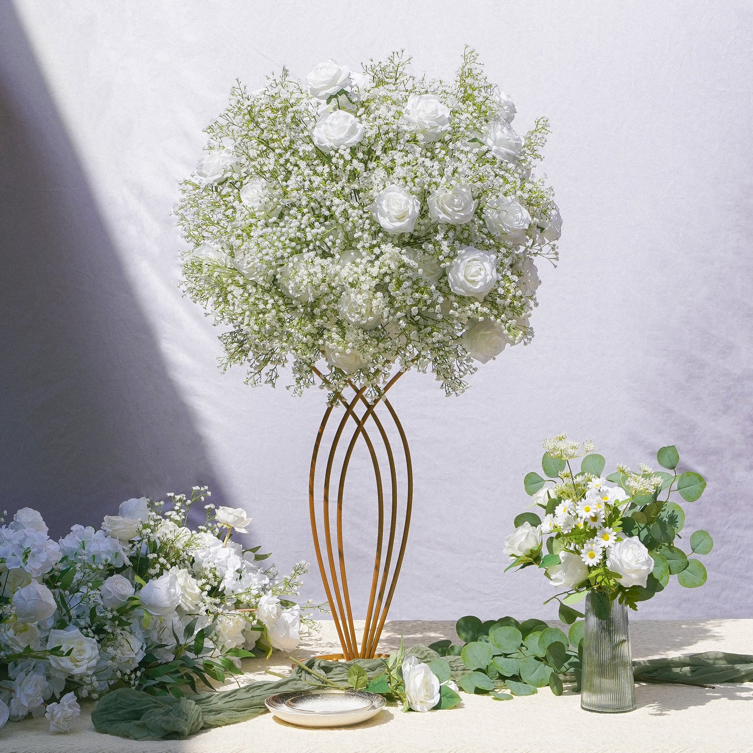 Ivory Flower Ball:Flower Centerpiece Bouquet Table Decoration Flower Ball -R061 Rose Morning
